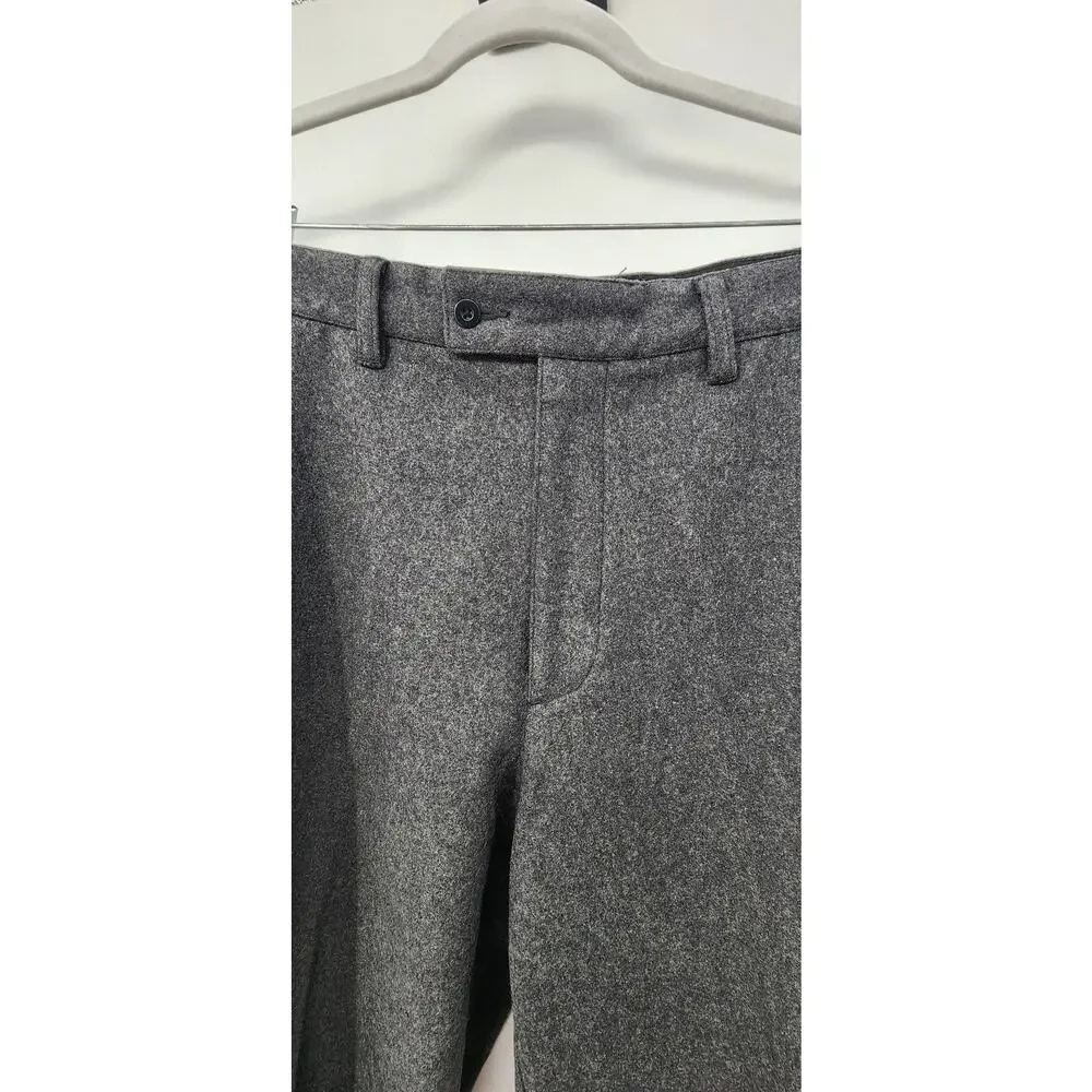 Men's J. Crew Wool Cargo Trouser Pant Flap Pockets Size 33 X 32 Grey Dark‎